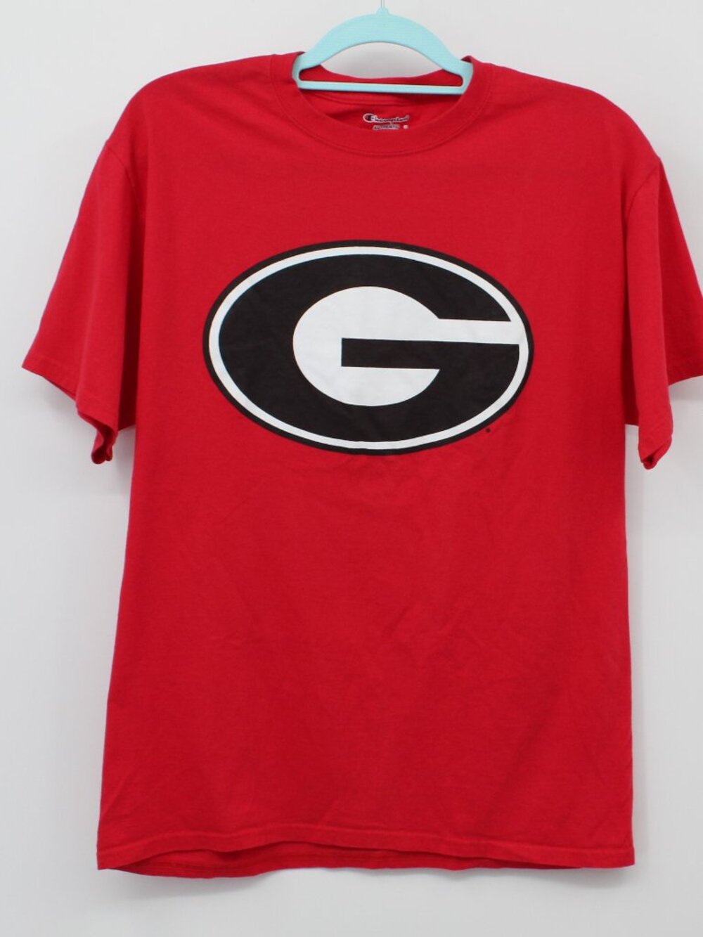 Men's Champion‎ Authentic GEORGIA BULLDOGS T-Shirt Lg Short Sleeve Red Big Logo